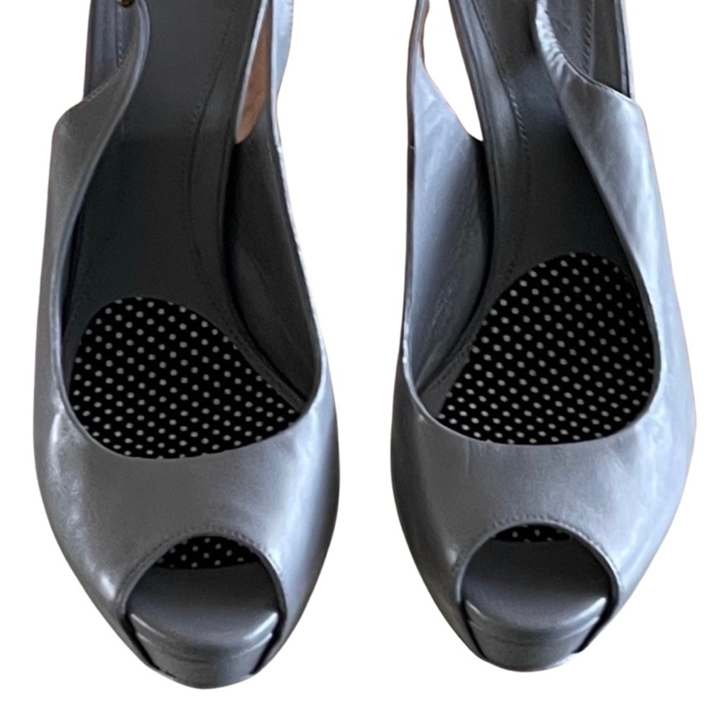 Gucci Peep Toe High Heels Shoes Grey Gray Neutral! - Picture 6 of 7